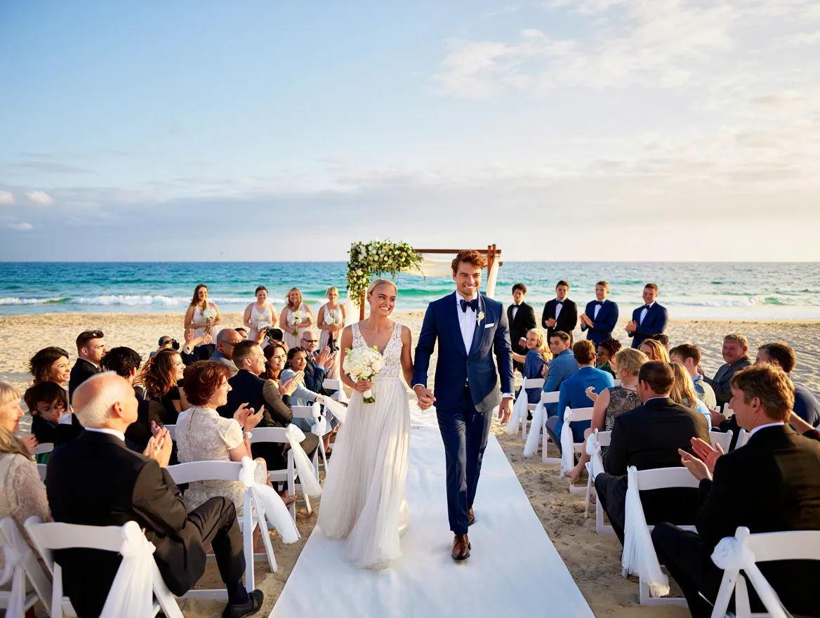 Beachside wedding ceremony
