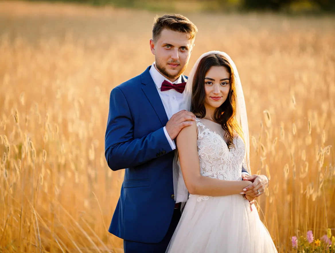 Couple portrait in golden hour light