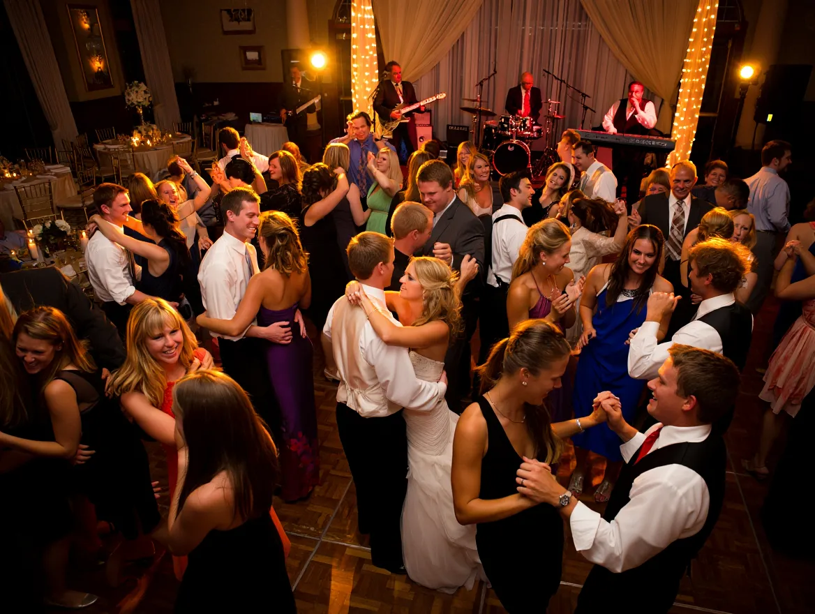 Wedding reception dance floor celebration